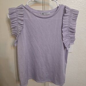 Zara Lavender Ruffle Sleeve Tank Top